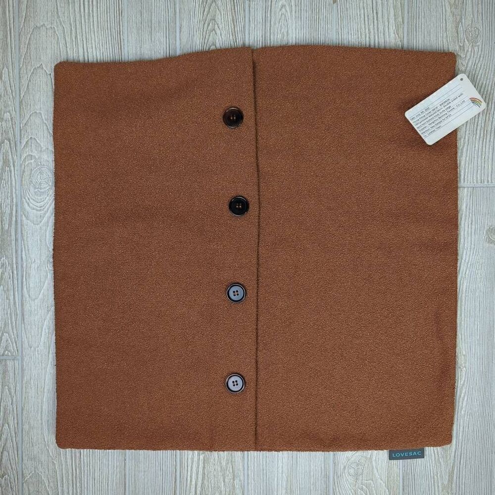 Brand New Lovesac Pillow Cover Sham With Buttons Brown Espresso